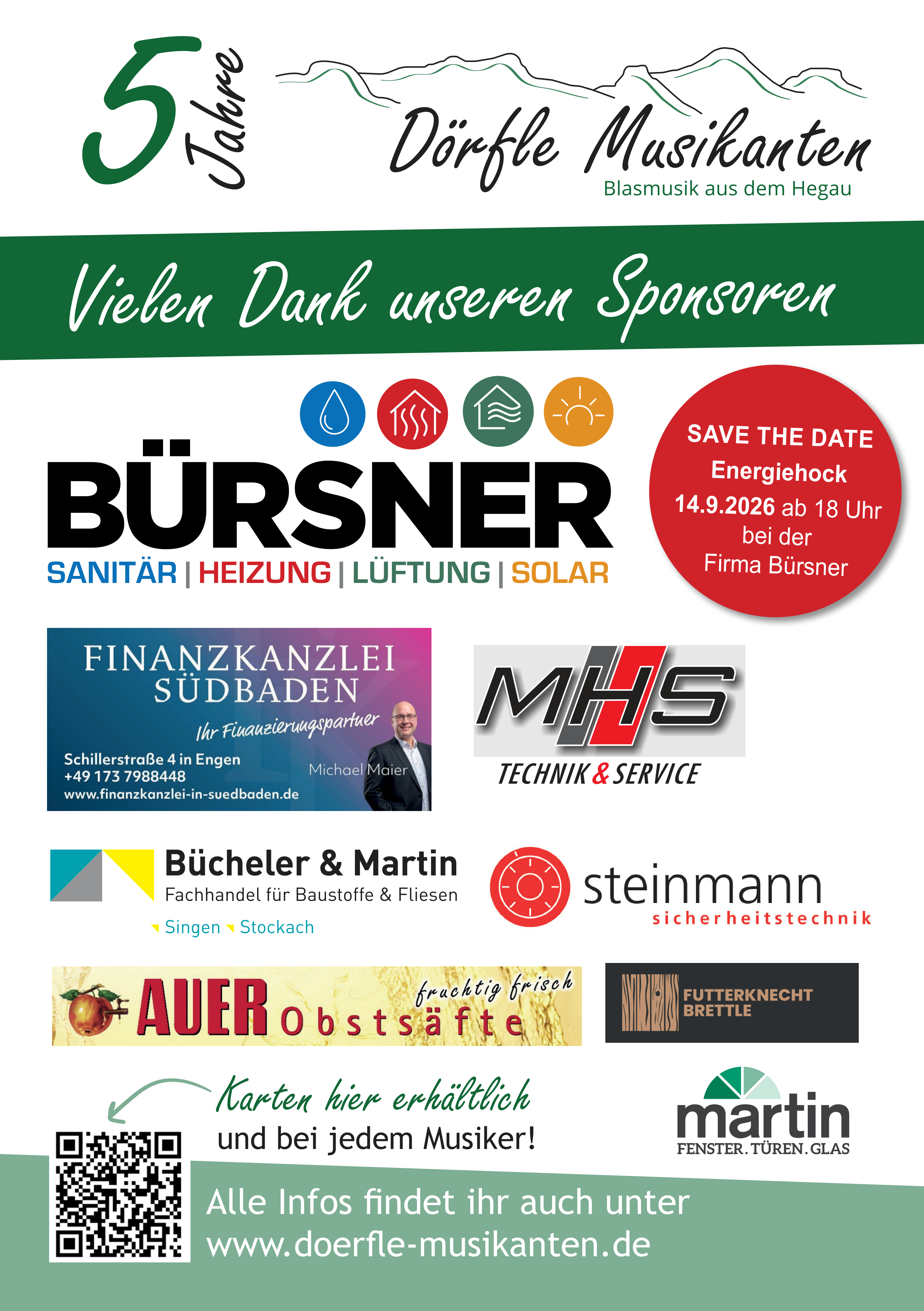 Sponsoren-Flyer zum Jubiläum der Dörfle Musikanten
